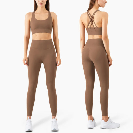 Vnazvnasi 2024 Yoga Set Leggings And Tops Fitness Sports Suits Gym Clothing Yoga Bra Seamless Leggings Running Women Tops Pant